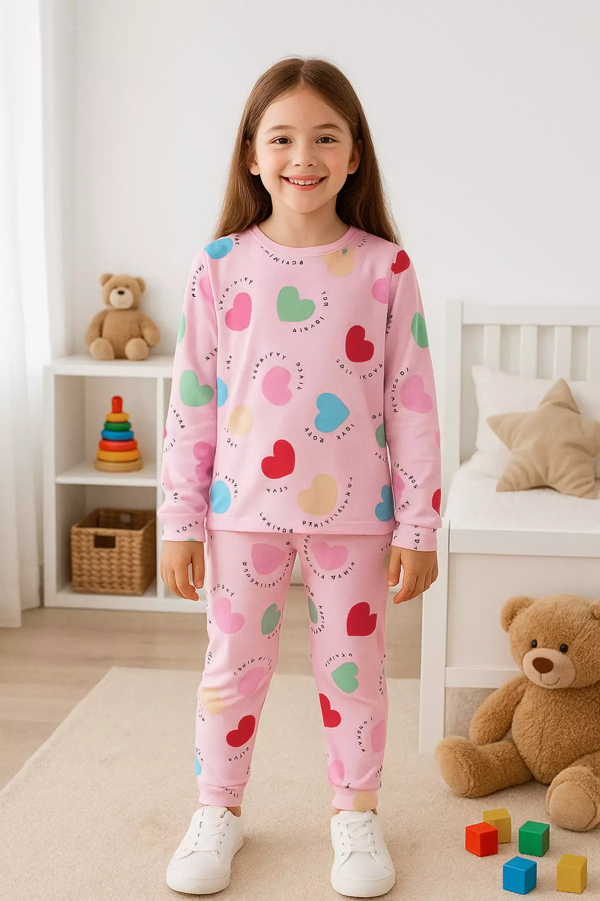 Pj Sets Heart Pajamas Girls Teen Girls Short Sleeve Heart Print