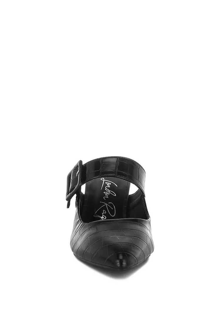 Detail Tali Gesper Croco Mules Warna Hitam