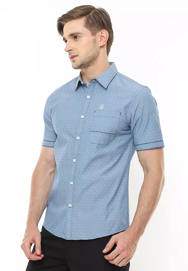 Johnwin - Kemeja Lengan Pendek - Biru - Polkadot - ASH.670.K880.693.C S/S