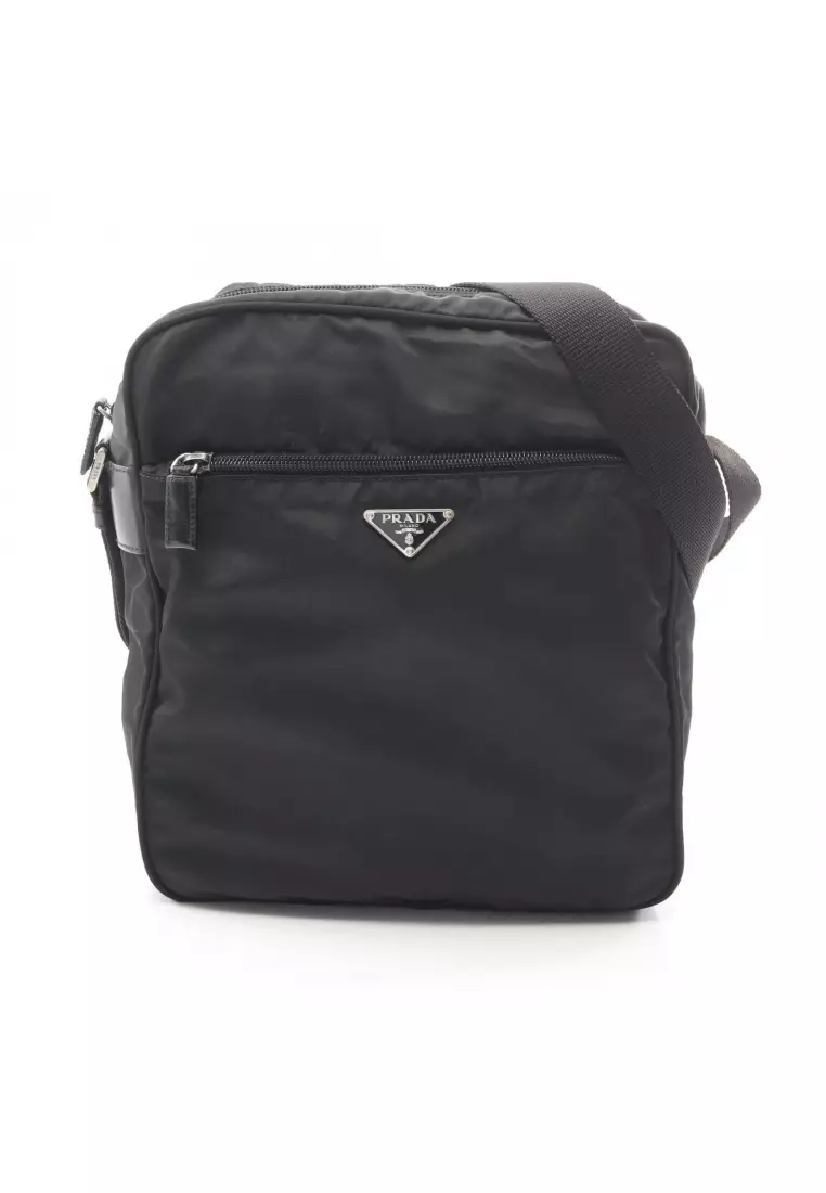Buy Prada Pre-Loved Prada triangle logo Shoulder bag Nylon leather