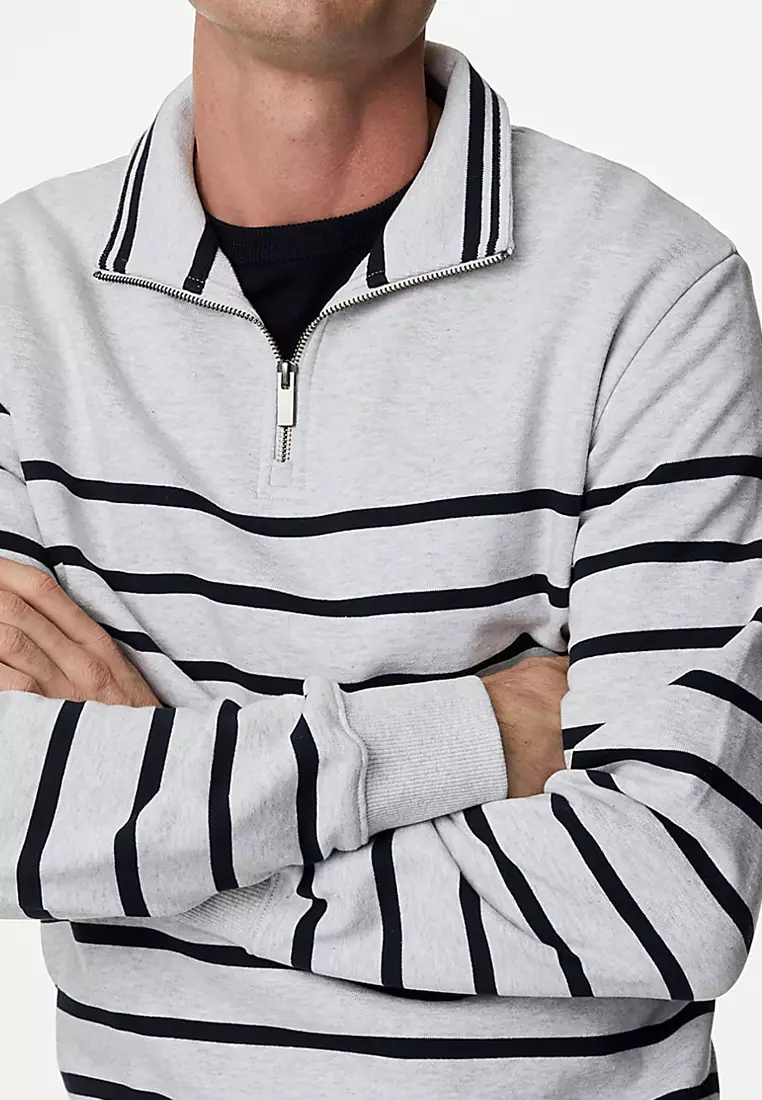Pure Cotton Striped Sweatshirt
