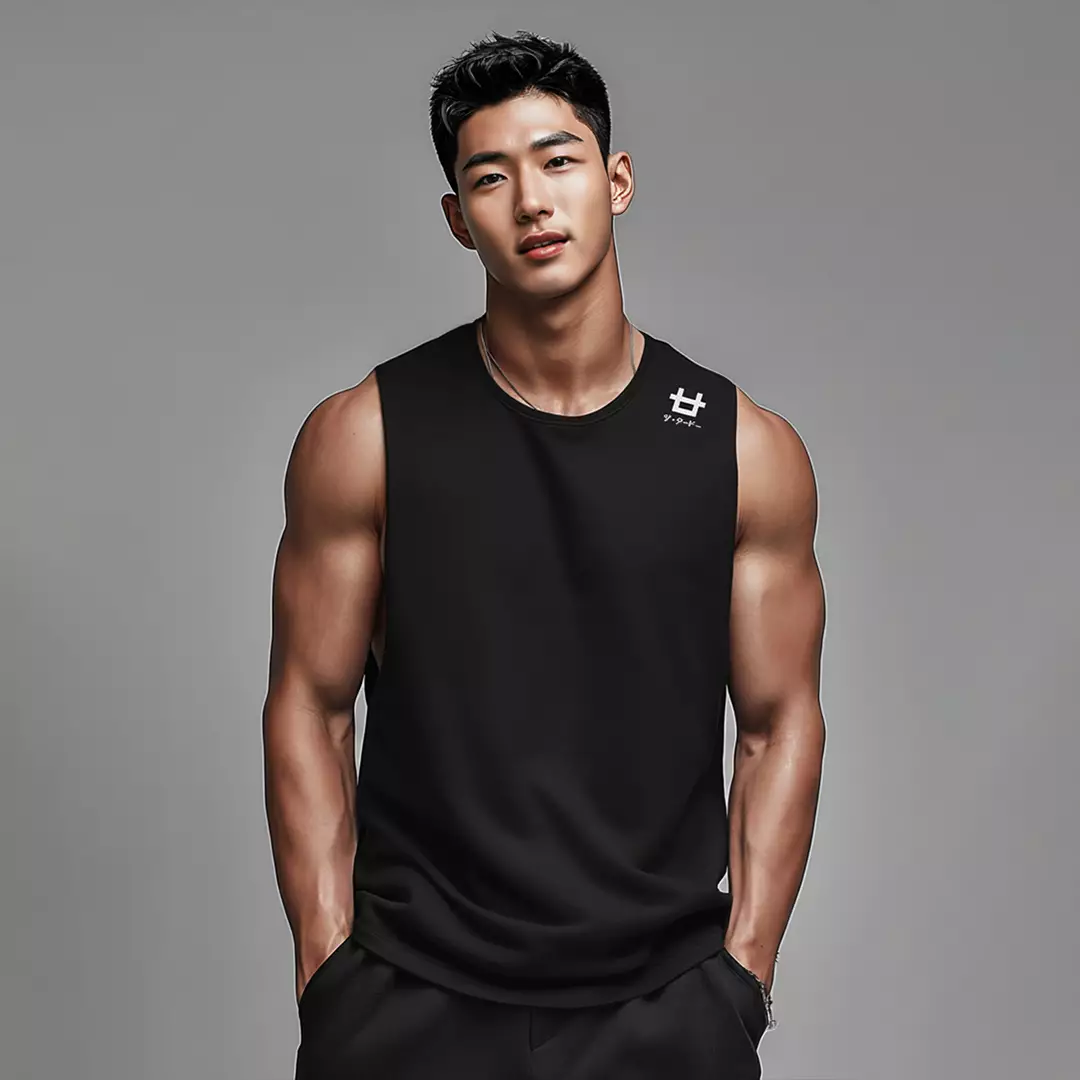 MTS25 Kaos Kutang Pria SVN Instacool "shoulder icon logo" hitam