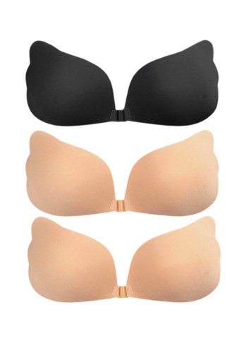 Kiss & Tell black and beige 3 Pack Angel Push Up Nubra in 1Black and 2Nude Seamless Invisible Reusable Adhesive Stick on Wedding Bra 隐形聚拢胸胸貼 805A0US8F519EEGS_1