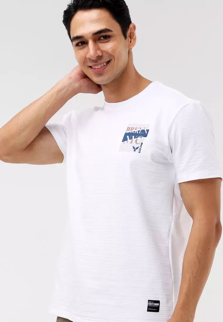 Round Neck Streaky Short Sleeves T-Shirt