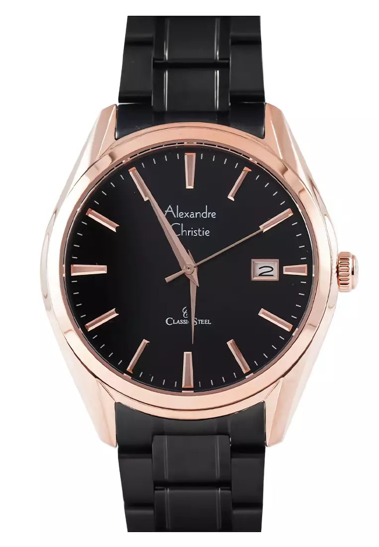 Alexandre Christie - Jam Tangan Pria - Rosegold Black - Stainless Steel - 8681 MDBBRBA