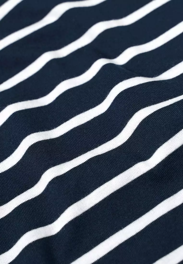 3Second Women's Stripe T-Shirt Short Sleeve Boxy Fit Lace Charlotte HP-C090126