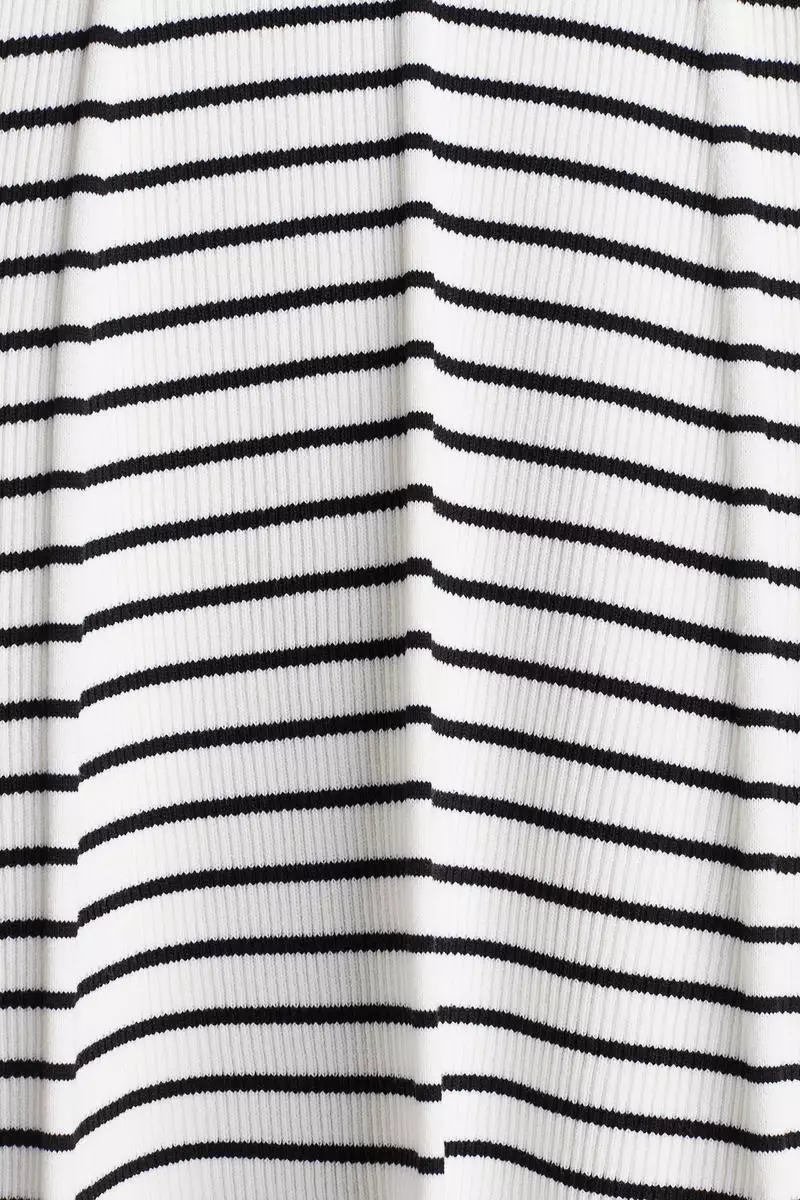 Rib-knit flared-skirt dress