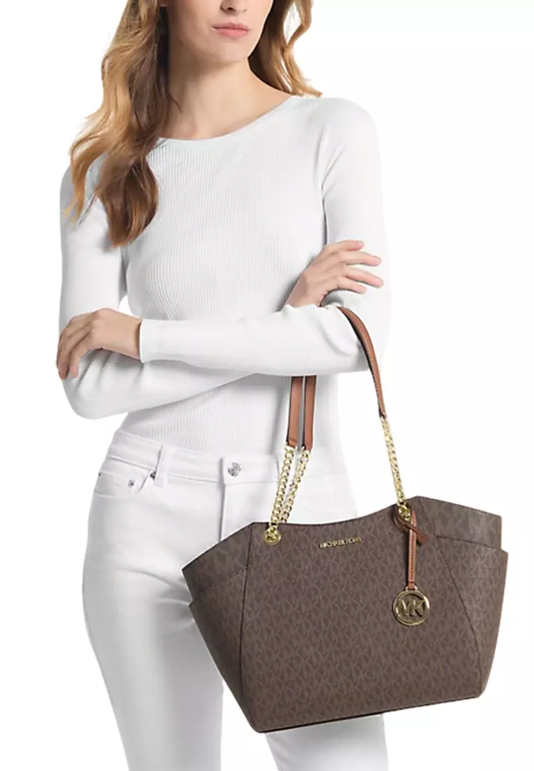 Jet Set Large Color-Block Signature Logo Tote Bag In Brown 35S4GTVT3B