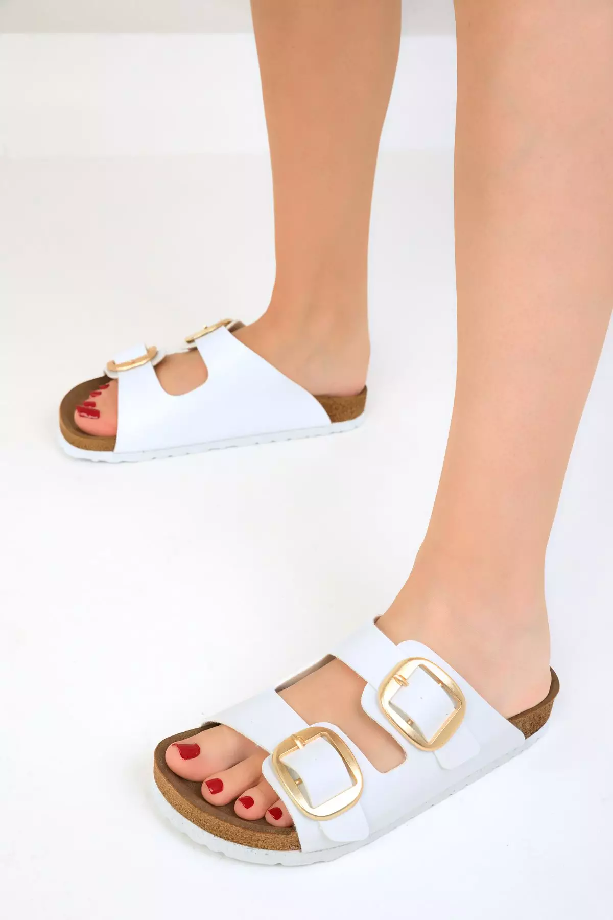 Double Buckle Slip On Sandals