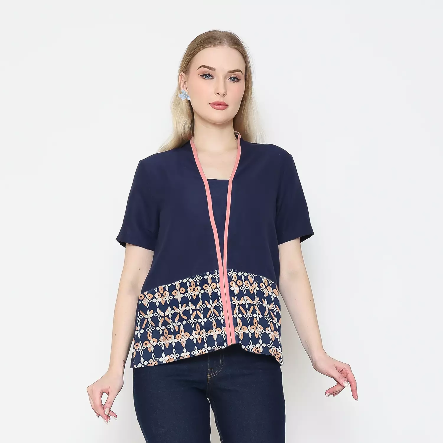 Blouse Batik Wanita - Atasan Batik - Bhatara Batik Yuki - Baju Batik Modern Lengan Pendek