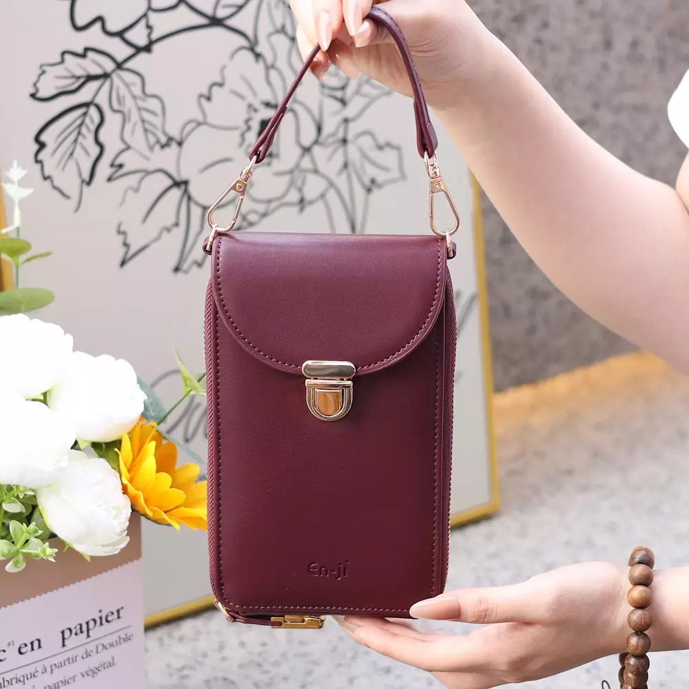 En-ji Yoria Wallet Wanita Warna Burgundy