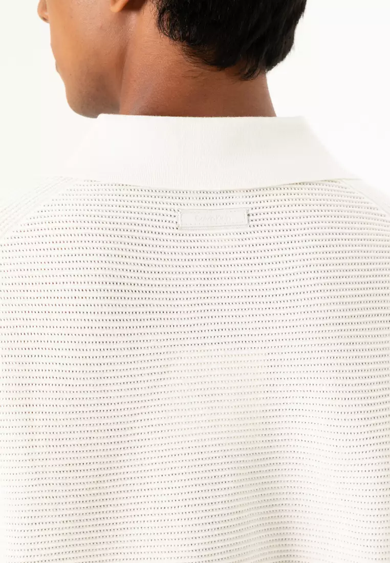 Snowy Tech Knit Johnny Collar Polo Shirt - Calvin Klein Jeans