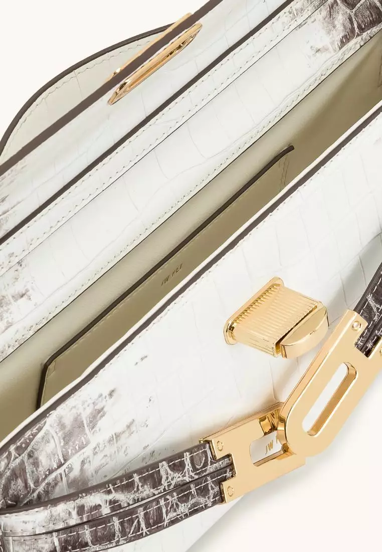 Bria Structured Top Handle Bag - White Croc