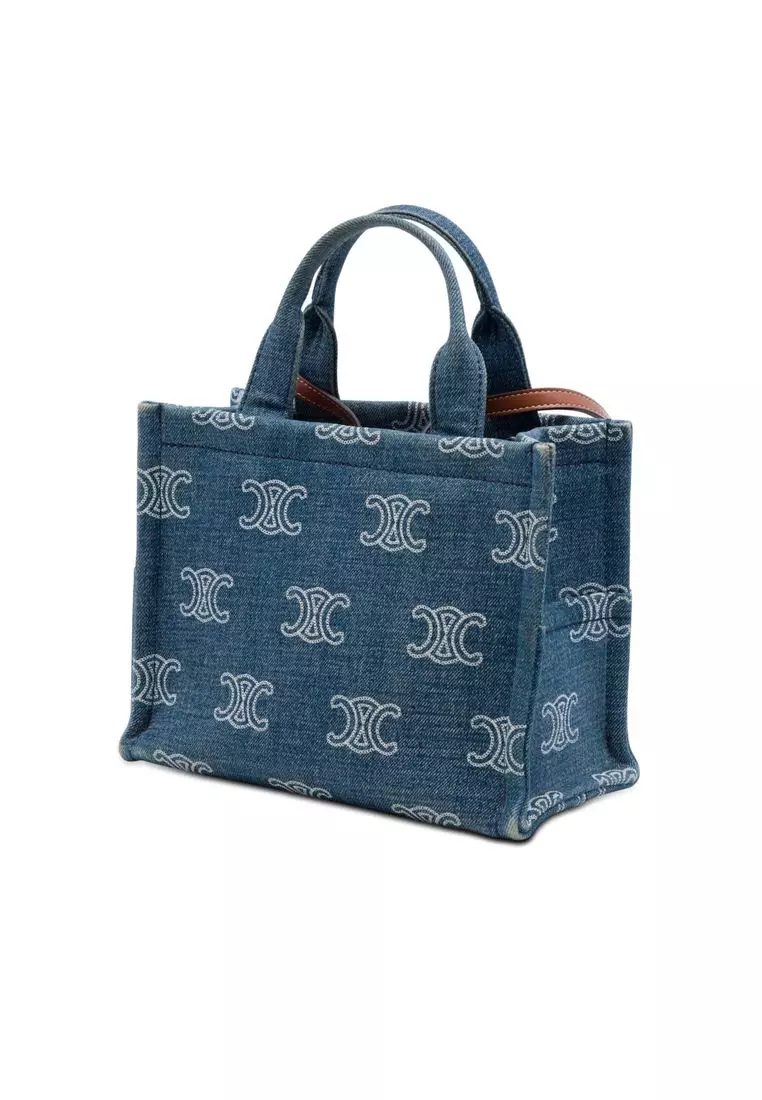 Pre-Loved Celine Small Denim Triomphe Cabas Thais Tote