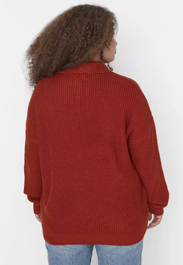 Plus Size Shirt Collar Knitwear Sweater