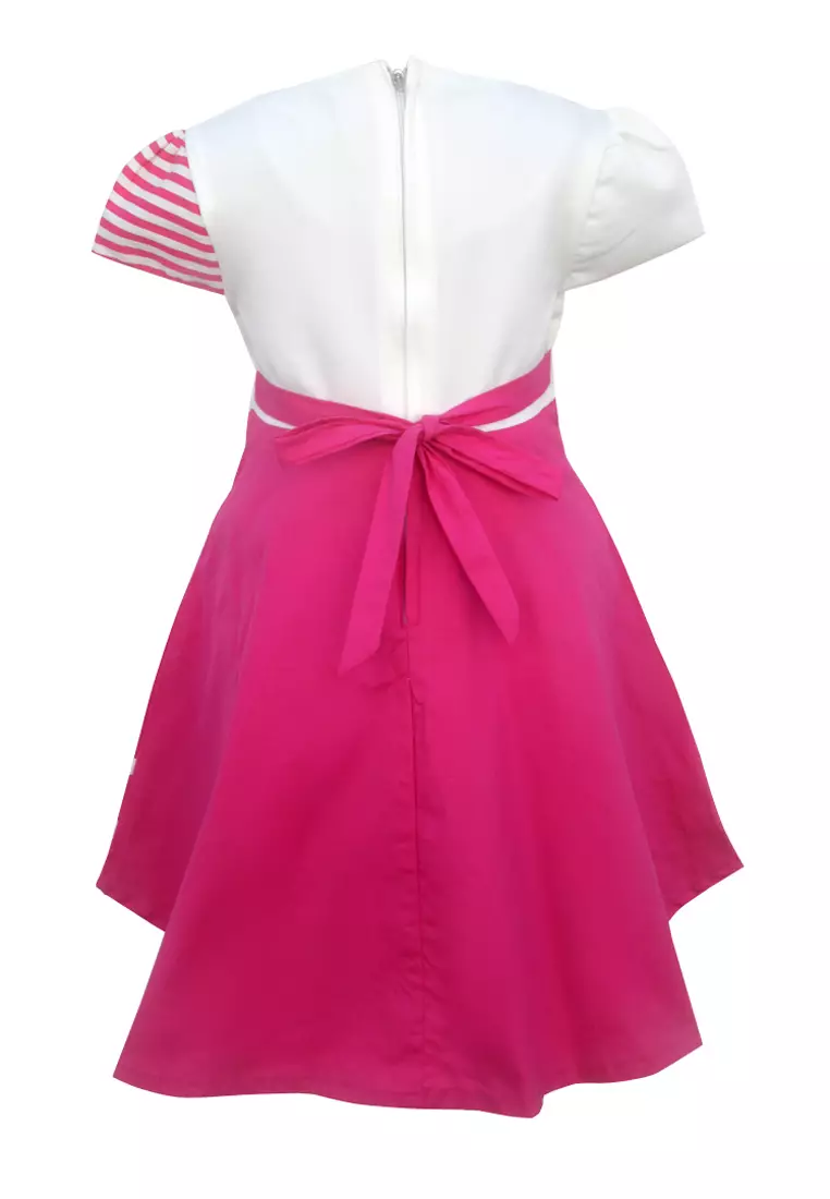 Two Mix Dress Anak Perempuan Bahan Kaos Scuba Motif Awan Lucu GRATIS Tas Lucu 4132