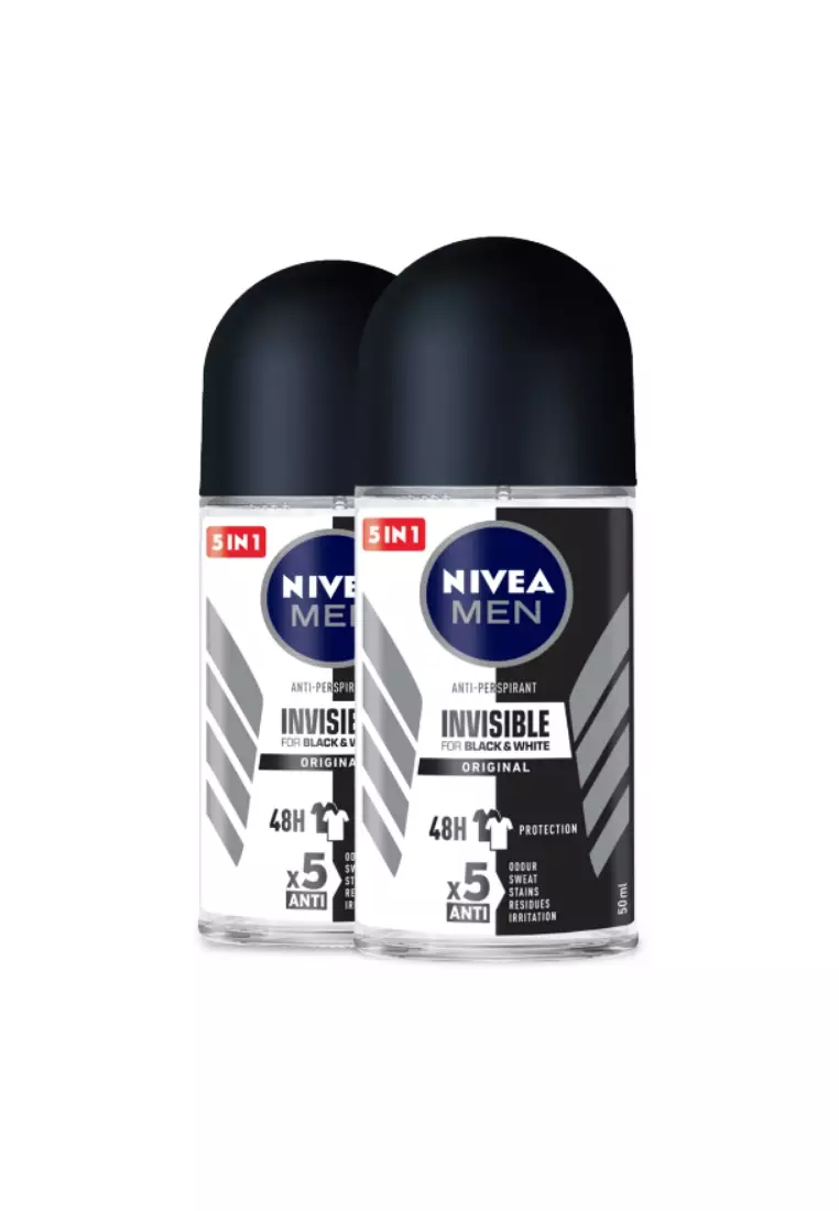 PACK OF 2 Men Deodorant Black & White Original Anti-Perspirant Roll-On, 50ml