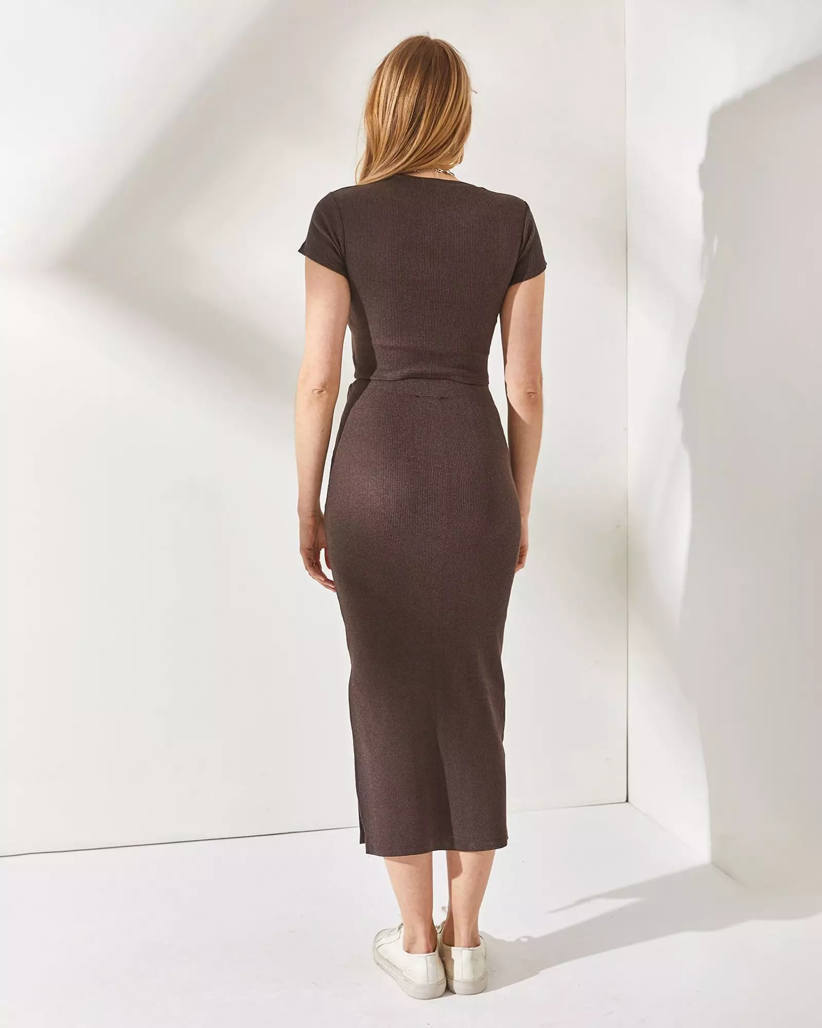 Short Sleeve Slit Skirt Lycra Suit