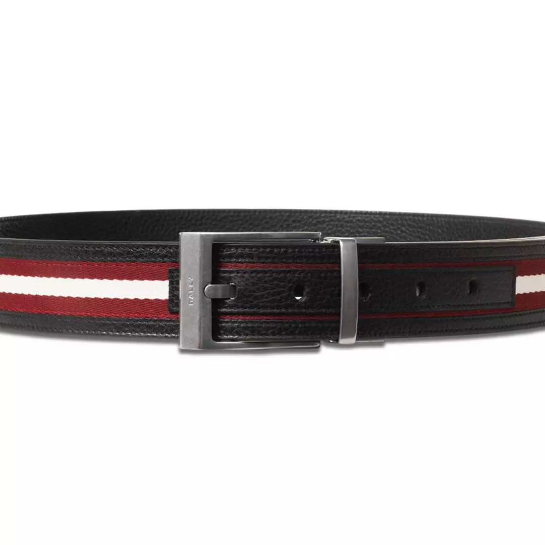Shiffie 35mm Dress Leather Belt - Black And Red