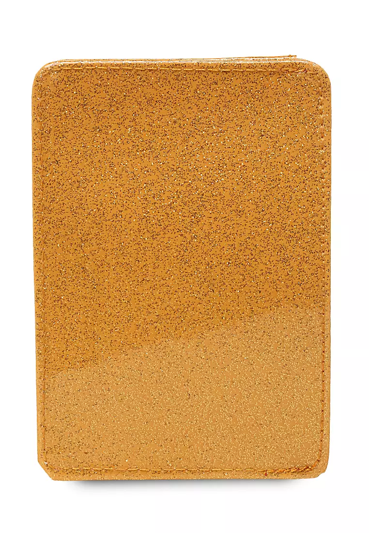 Card Holder Motif Glitter Dompet Wanita Detail 4 Slot Kartu - Coklat