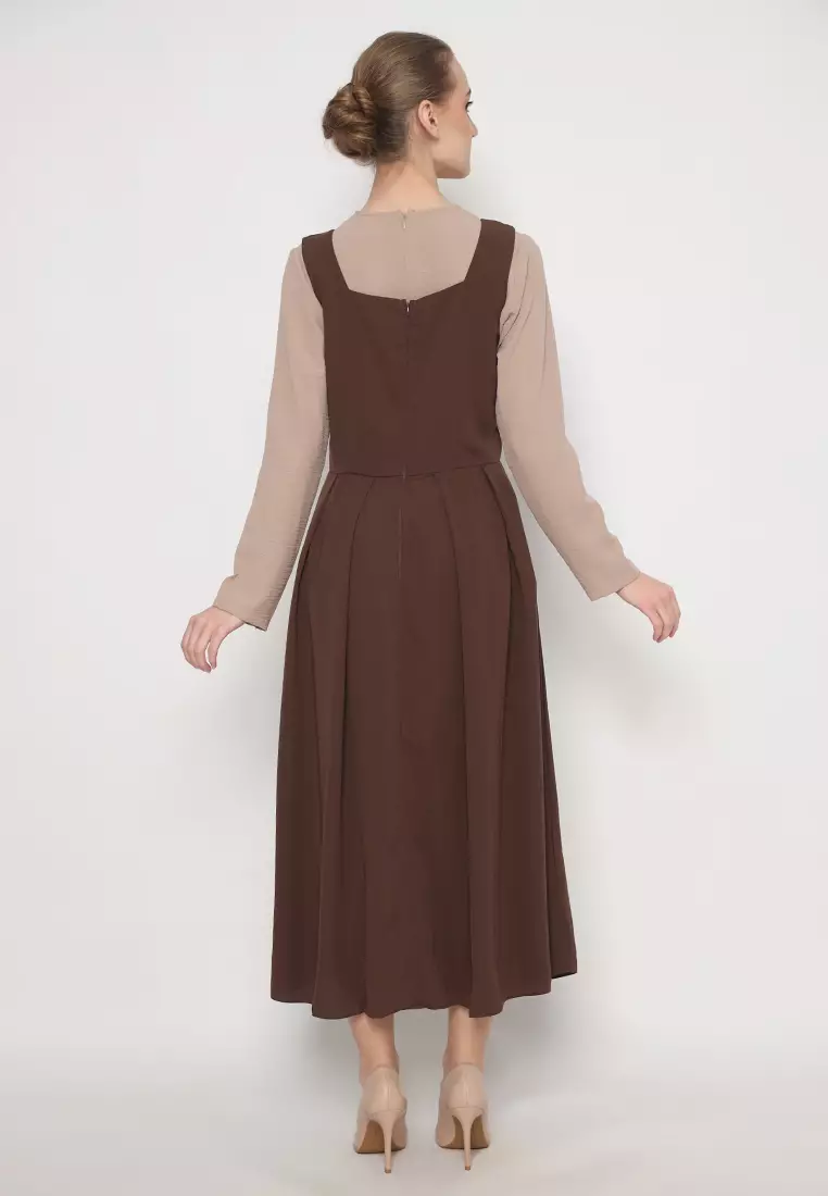 Alisha Overall Dress  Dark Brown