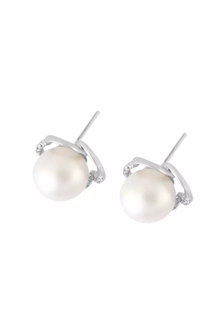 TOMEI Earrings, Diamond Pearl White Gold 750 (E1149)