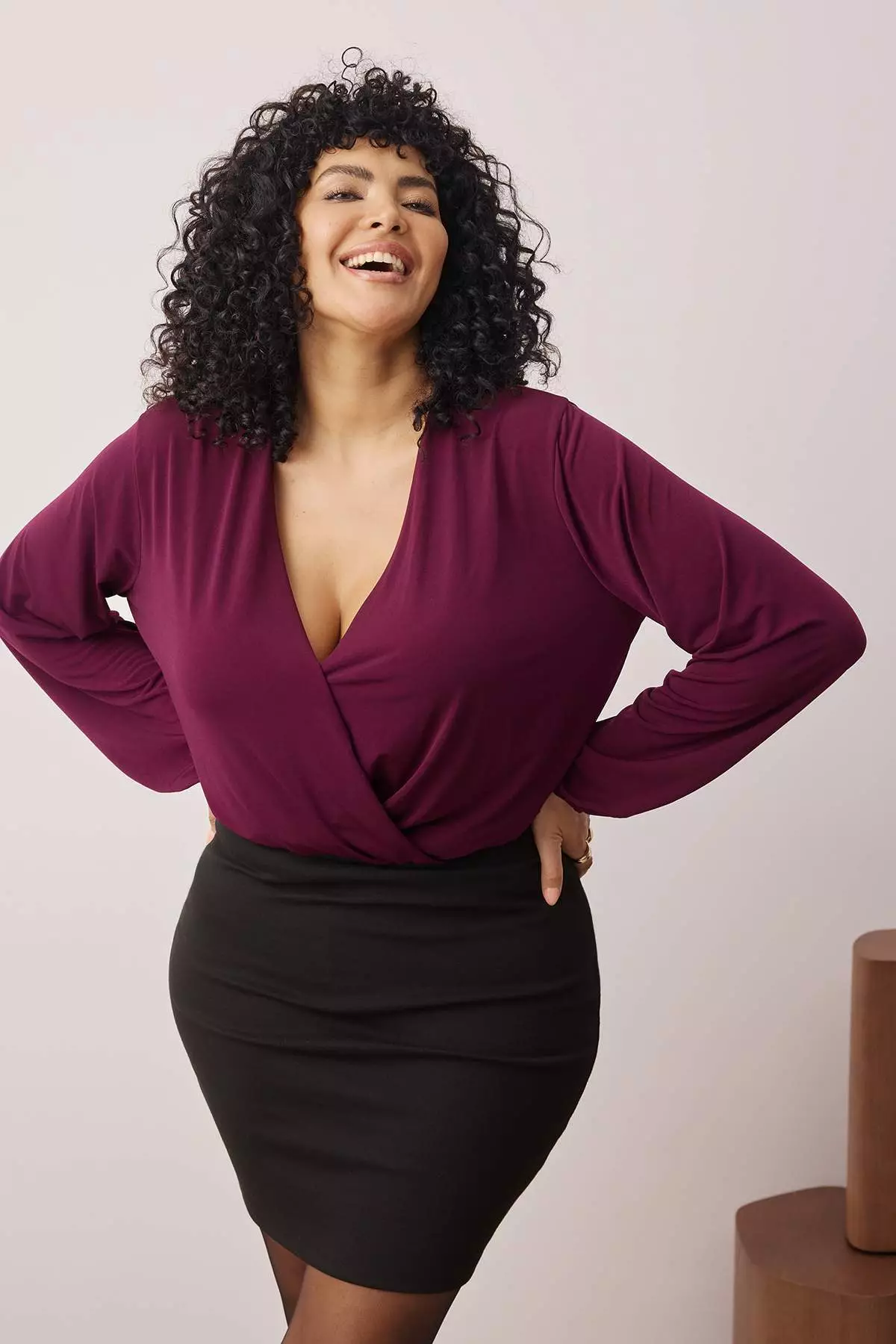 Purple Balloon Sleeve Double Breasted Collar Knitted Crop Blouse Tbbaw23Af00029