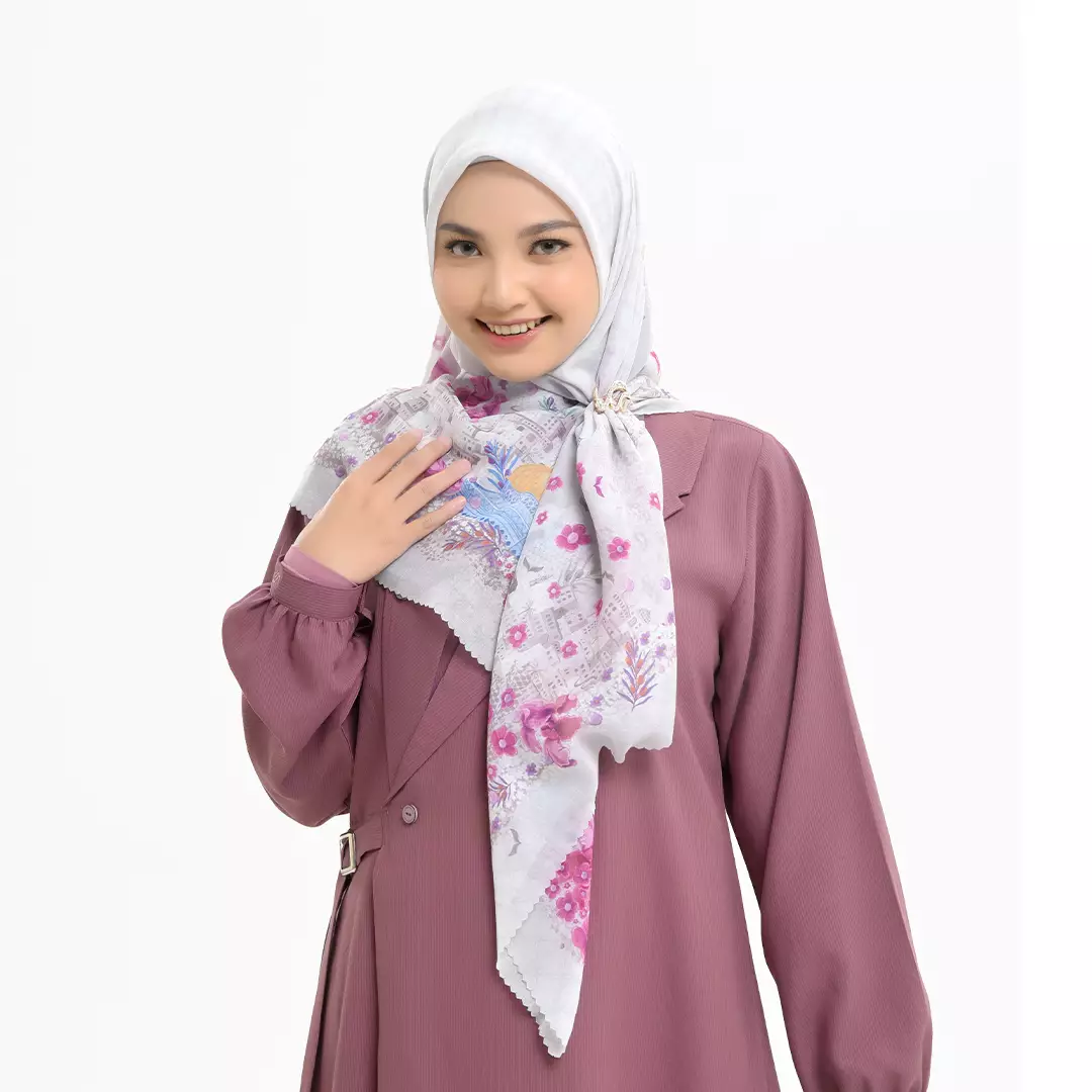 Rabbani - Kerudung Segi Empat Muslim Wanita Tetra Nazwah - Ash Grey
