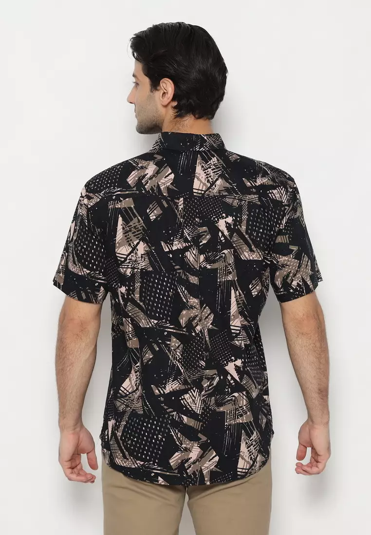 POLICE Kemeja Printing Cotton Tencel Regular Fit Pria