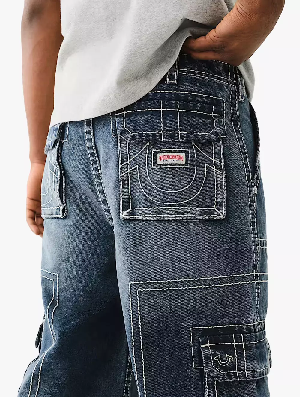 True Religion - Men Denim Pants - BIG T CARGO PANT - Dark Wash