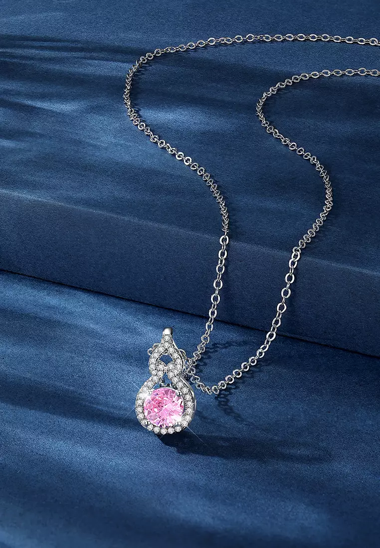 Kalung Wantia Berlian Korea Perhiasan Cewek Zirconia Original Dilapisi Platinum Necklaces pink