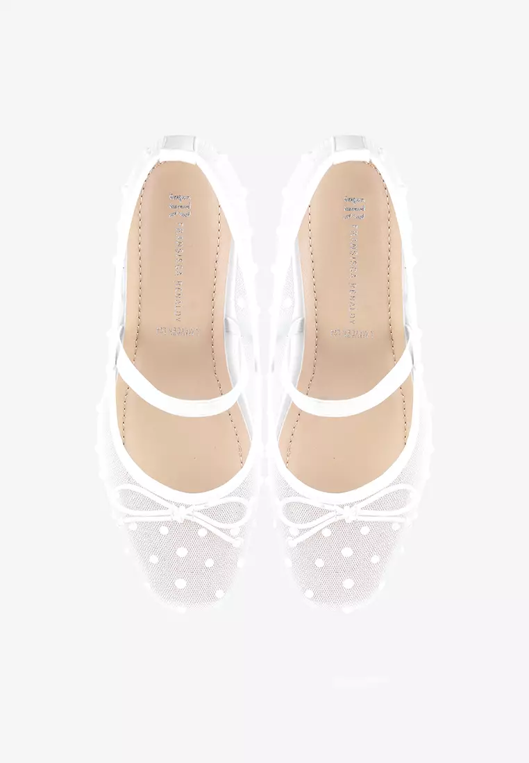 Flat Shoes Ballet Wanita Transparan L.Mayden White