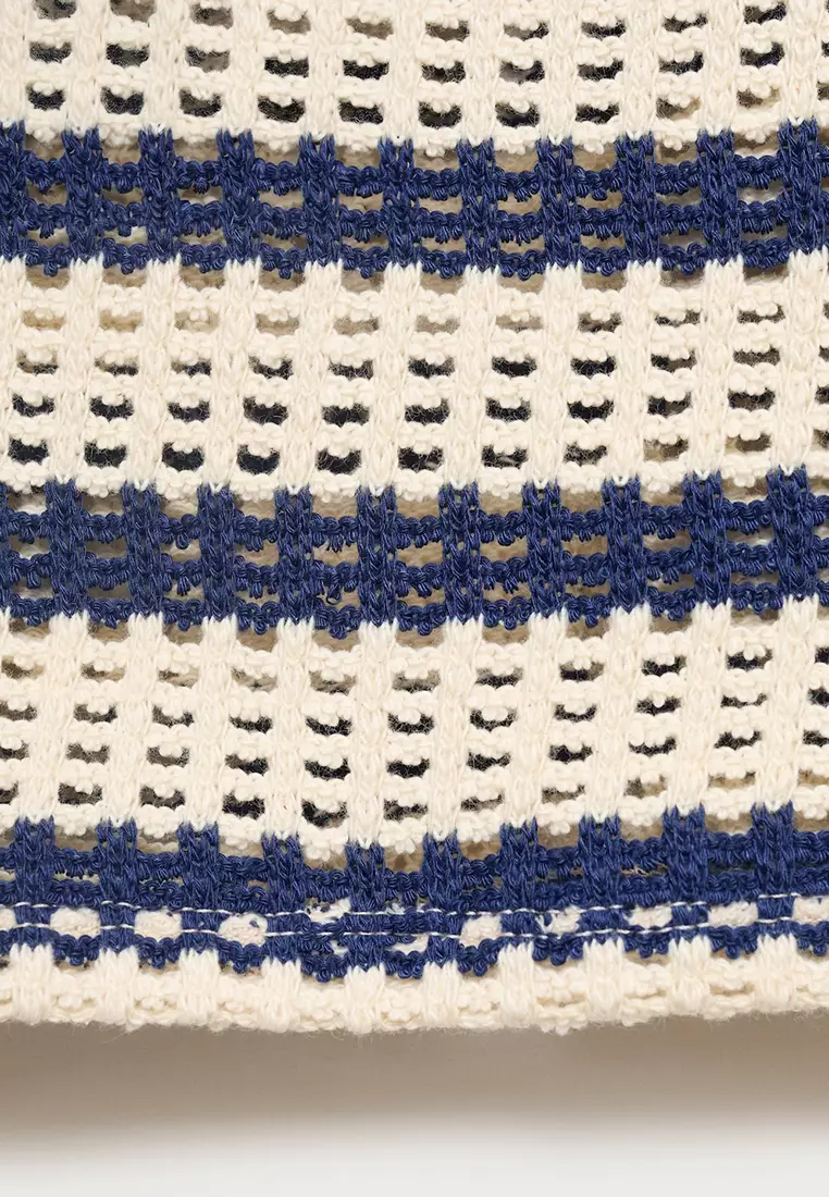 Short Sleeve Striped Cardigan