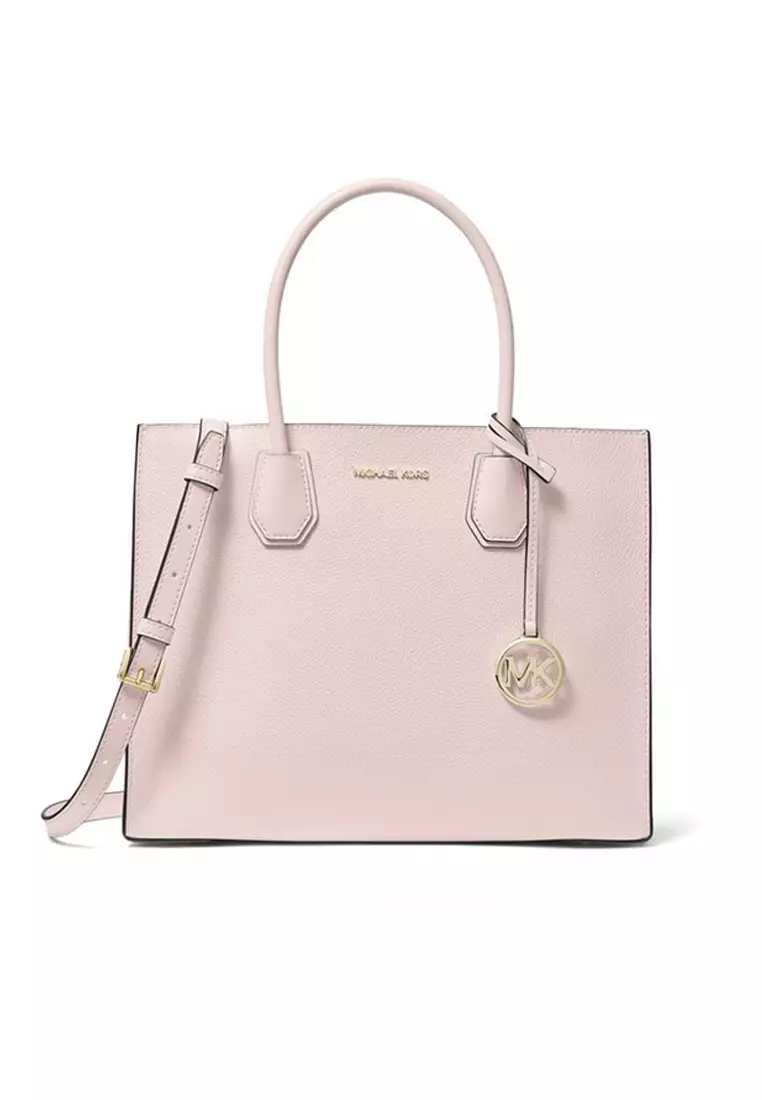 Michael Kors MK MERCER LG SATCHEL LEATHER Cow Leather Large Women s One Shoulder Crossbody Bag 35T2GM9S3L POWDER BLUSH