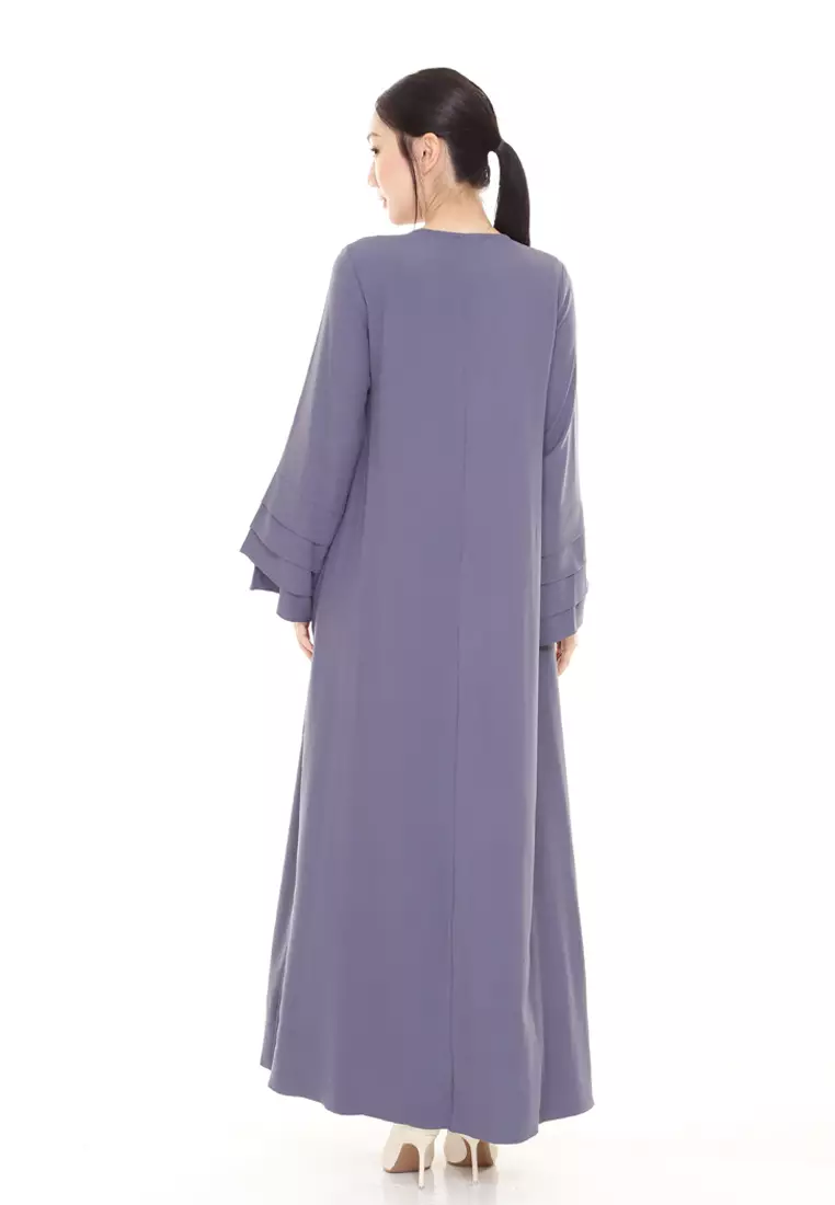 Laura Abaya Long Dress in Dusty Blue
