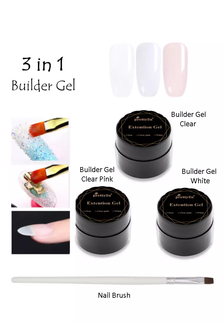 Buy Pretty2u 3 in 1 Nail Extension Builder Gel 3 Color Set Online