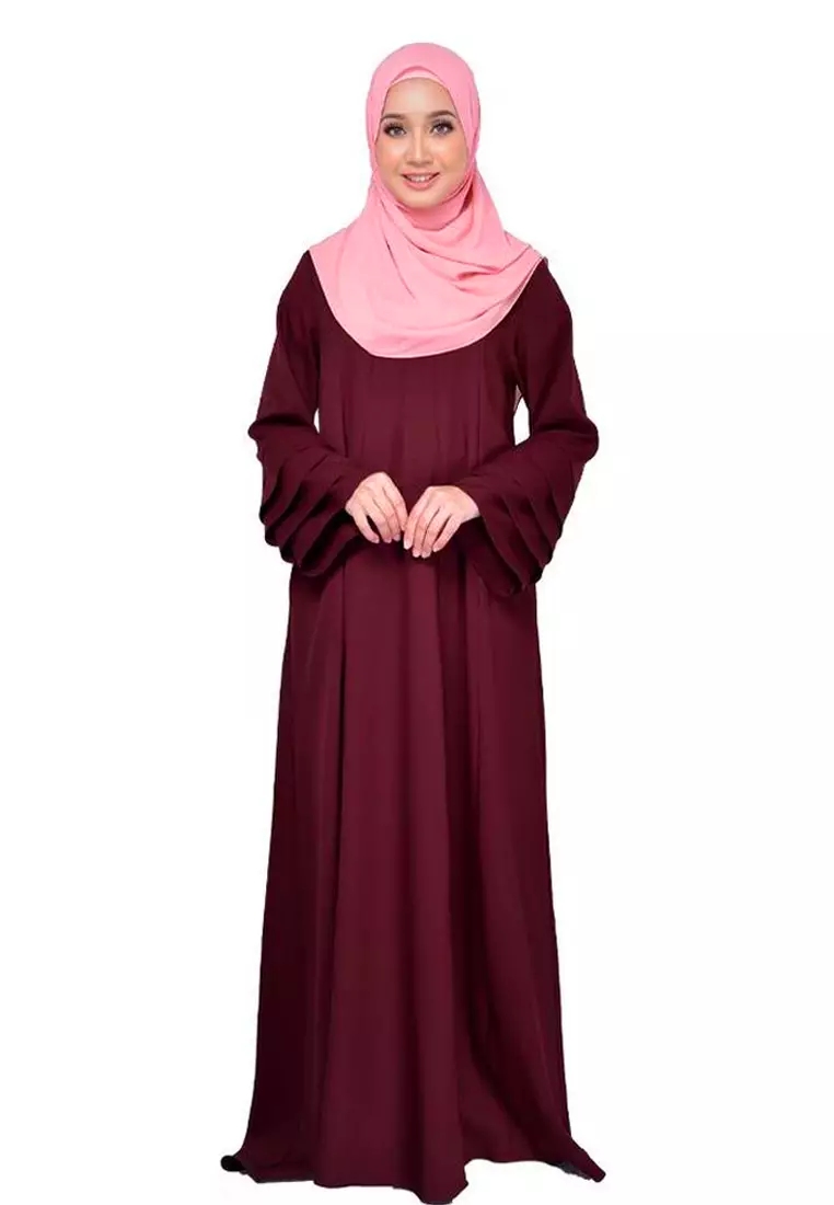 Laura Abaya Long Dress in Maroon