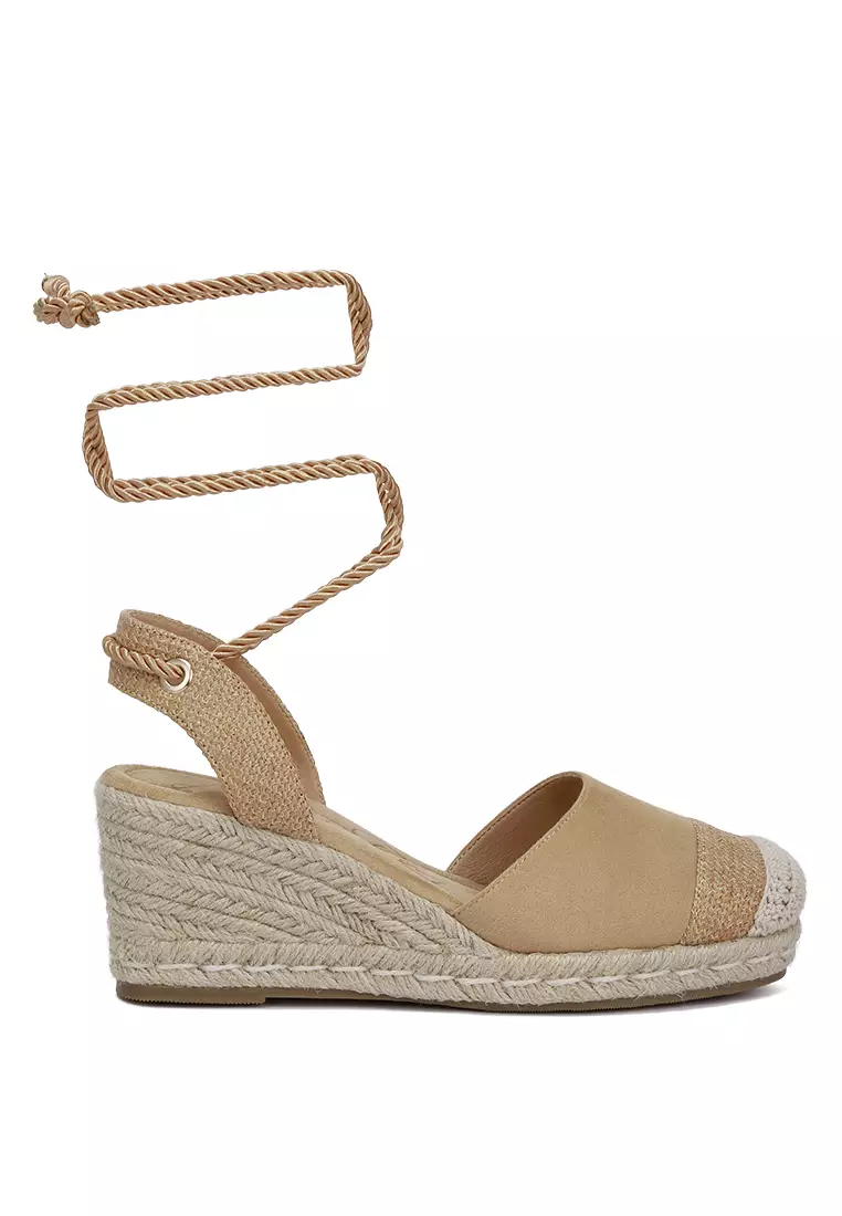 Discount on London Rag  shoes - SKU: Tan Lace-Up Crochet Espadrilles