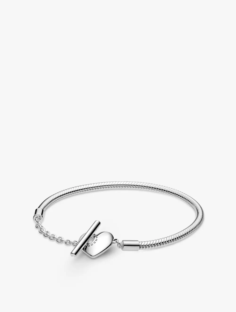 Jual PANDORA Snake chain sterling silver T-bar heart bracelet