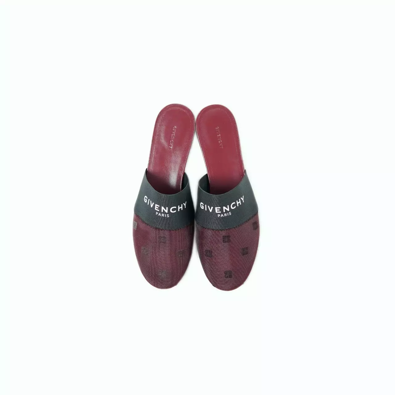 Sepatu GIVENCHY BEDFORD BAND BLACK BURGUNDY BROWN FLAT MULES 100% ORIGINAL