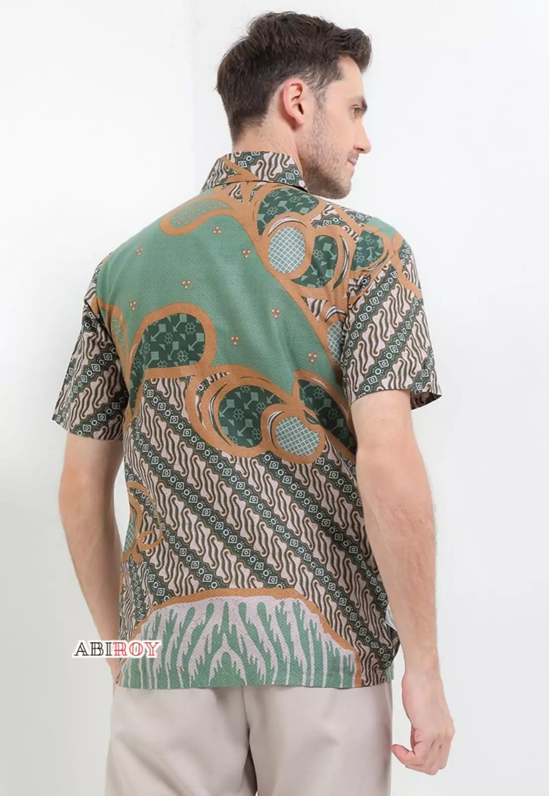 Andaru Hijau Kemeja Batik Pria Premium Slimfit Lengan Pendek NLN