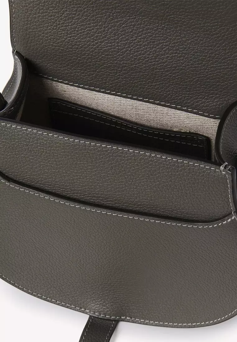 Small Marcie Saddle Crossbody Bag in Elephant Grey