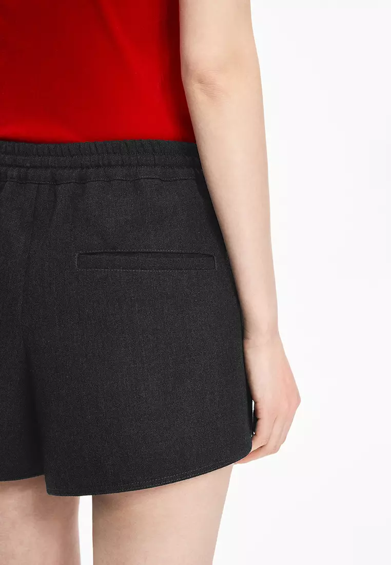 100% Wool Straight-Leg Rolled-Up Shorts with Slits