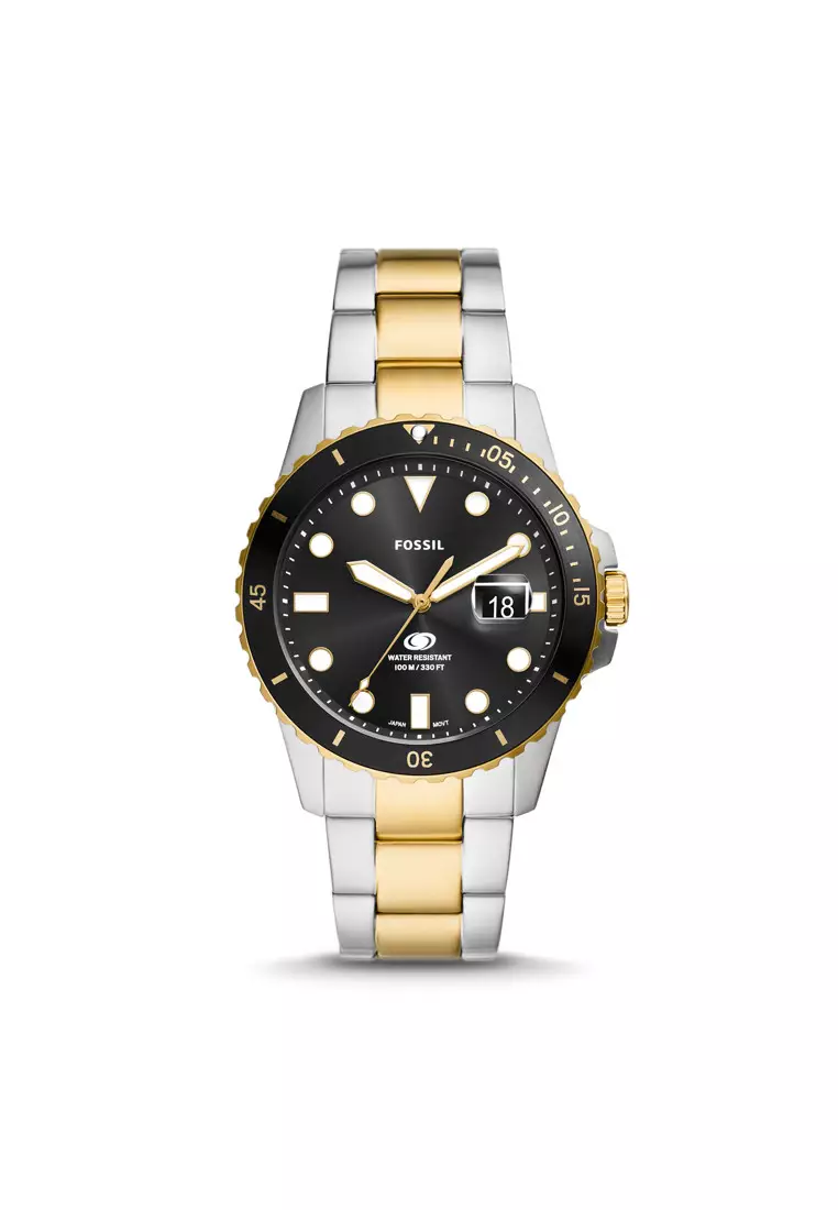 Fossil Fossil Blue Dive Three-Hand Date Two-Tone Stainless Steel Watch ...