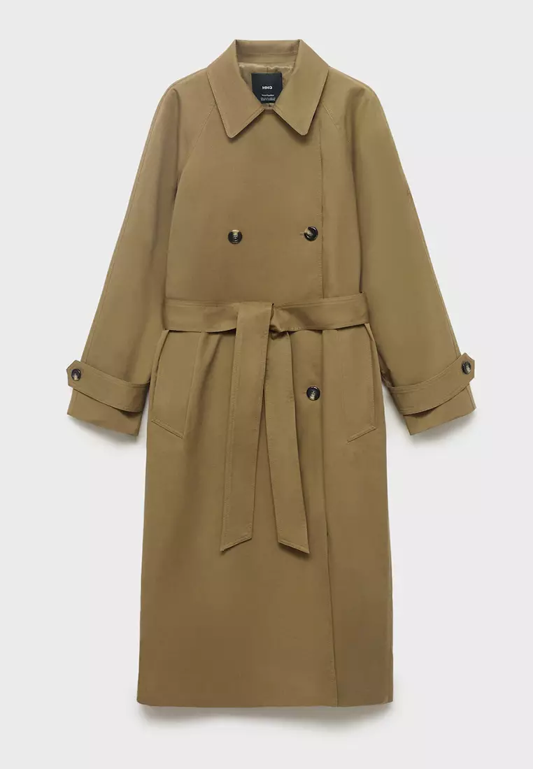 Long Double-Breasted Trench Coat