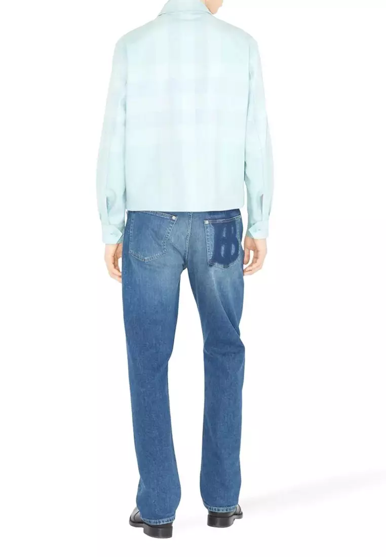 Burberry Reversible Check Cotton Harrington Jacket in Duck Egg Blue