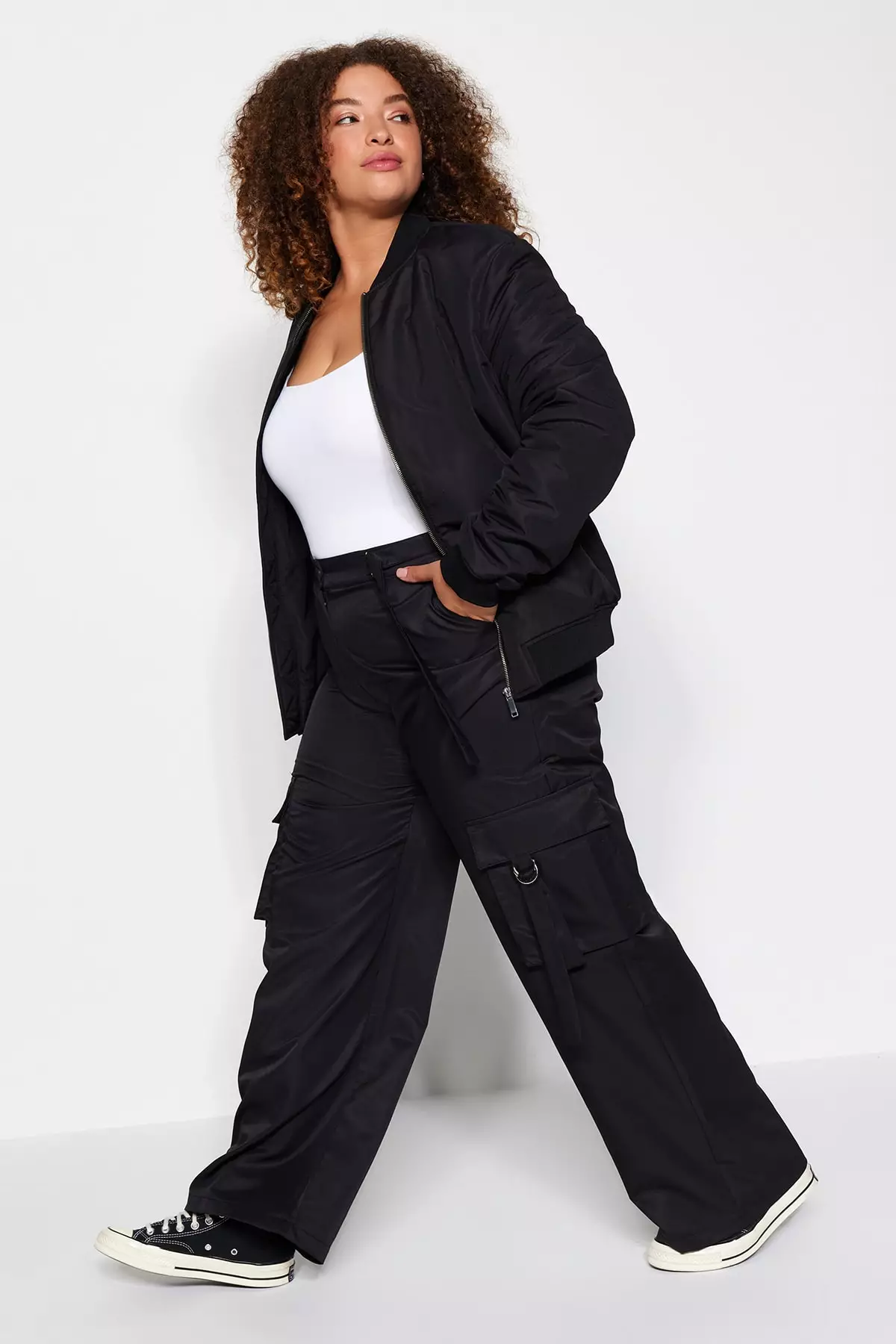 Plus Size Wide Leg Parachute Pants
