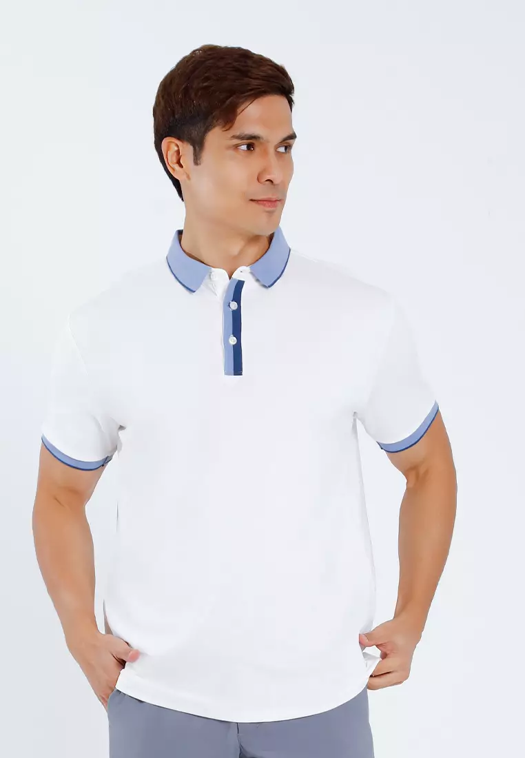 Forest Premium weight Cotton 210gsm Polo Tee Shirt Men Slim Fit Collar Tee | Baju T Shirt Lelaki - 24002-02White