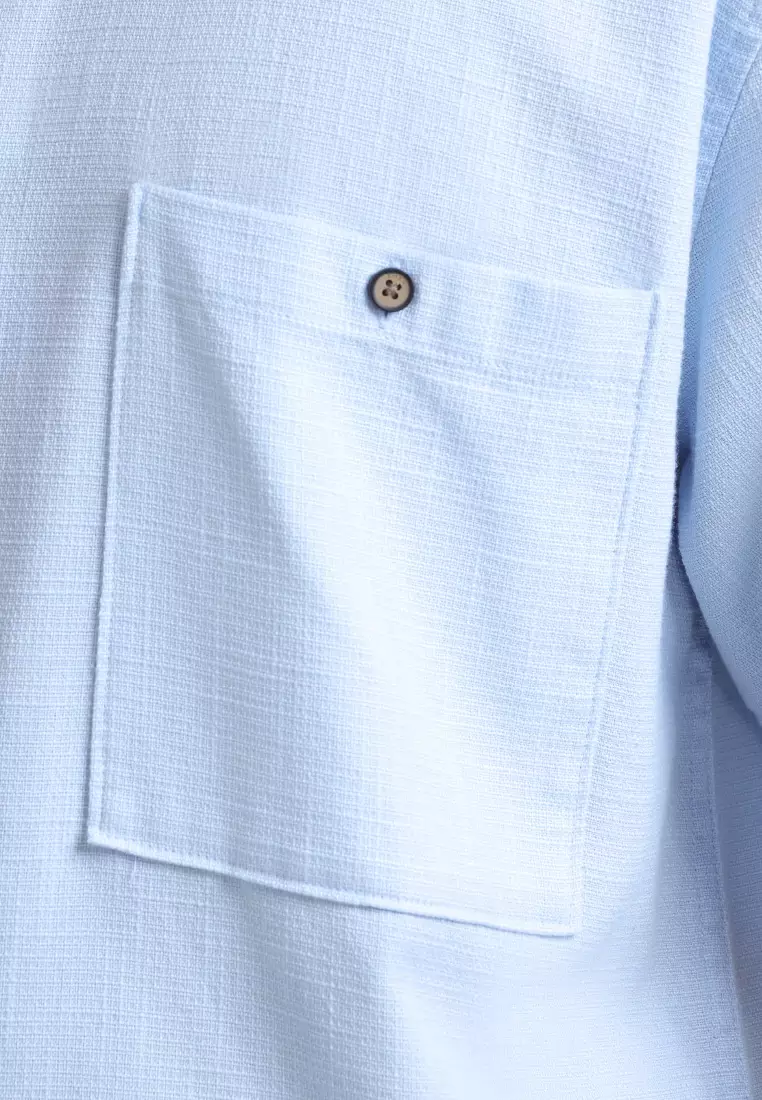 Emba Denim - Aram Two 037 Kemeja Koko Pria Lengan Pendek Blue