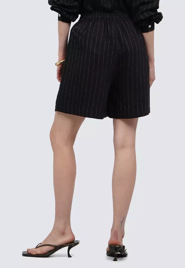 Adjustable Waist Short Pants BLACK